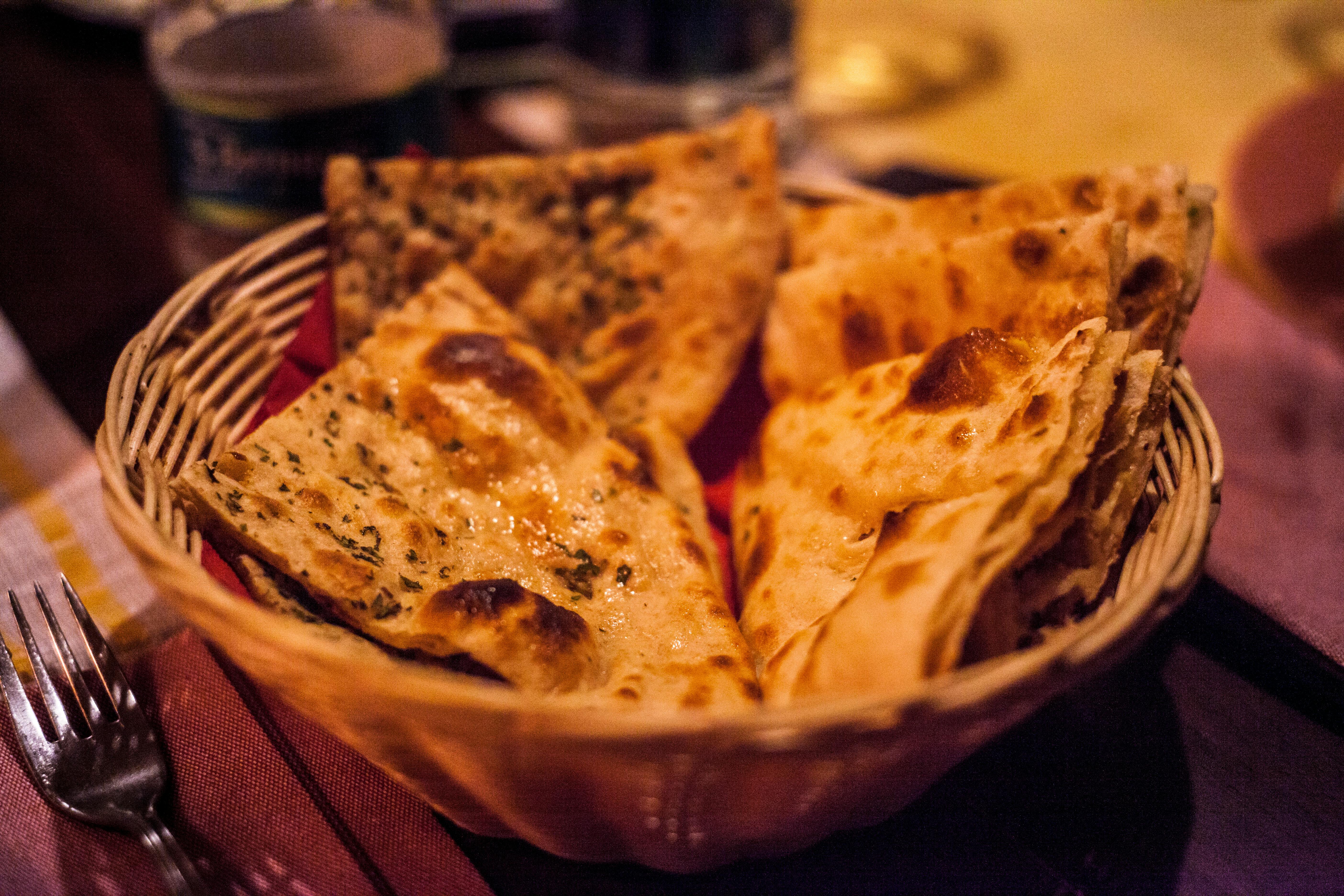 Freshly baked Garlic and Butter Naan from the Tandoor